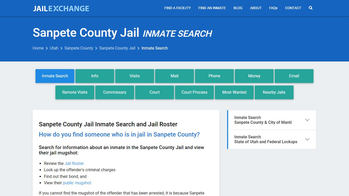 Inmate Search: Roster & Mugshots - Sanpete County Jail, UT